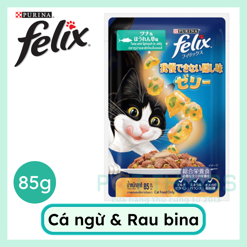 Pate Mèo Felix Sensations Tuna & Spinach In Jelly 85g