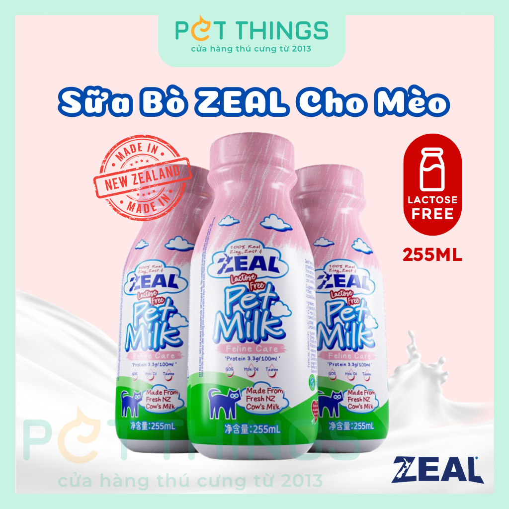 Sữa Bò Cho Mèo Zeal Lactose Free Pet Milk for Cats 255ml