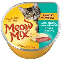 Thức ăn ướt pate mèo Meow Mix Cá biển thịt trắng & Cá ngừ 78g