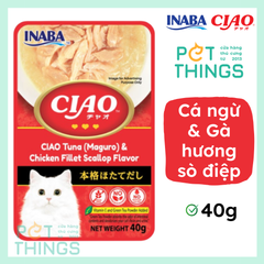 Pate mèo / Thức ăn ướt CIAO IC-201 Súp Cá ngừ & Gà hương sò điệp 40g