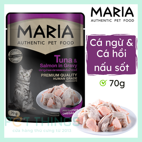 Thức ăn ướt / Pate mèo Maria Cat 3C Tuna & Salmon in Gravy 70g