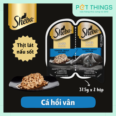 Pate Mèo Sheba Perfect Portions CUTS in gravy Tender Trout 37.5gx2