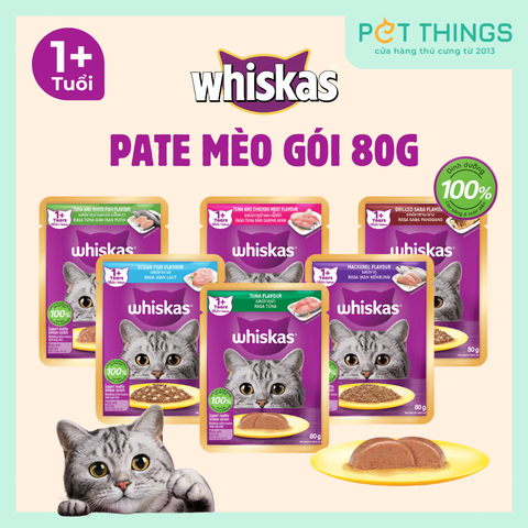 Pate Whiskas Cho Mèo Trưởng Thành Trên 1 Tuổi, Gói 80g