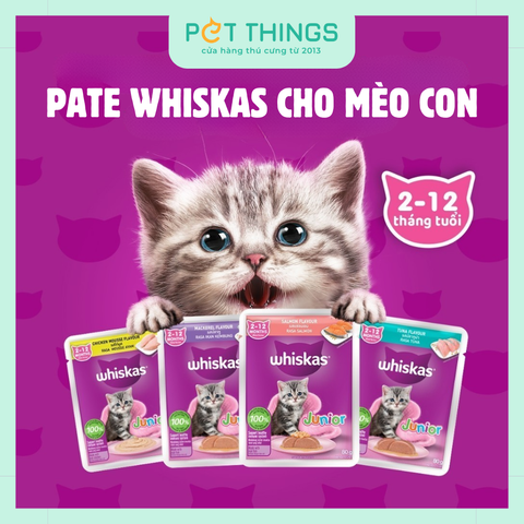 Pate Whiskas Junior Cho Mèo Con Dưới 12 Tháng, Gói 80g