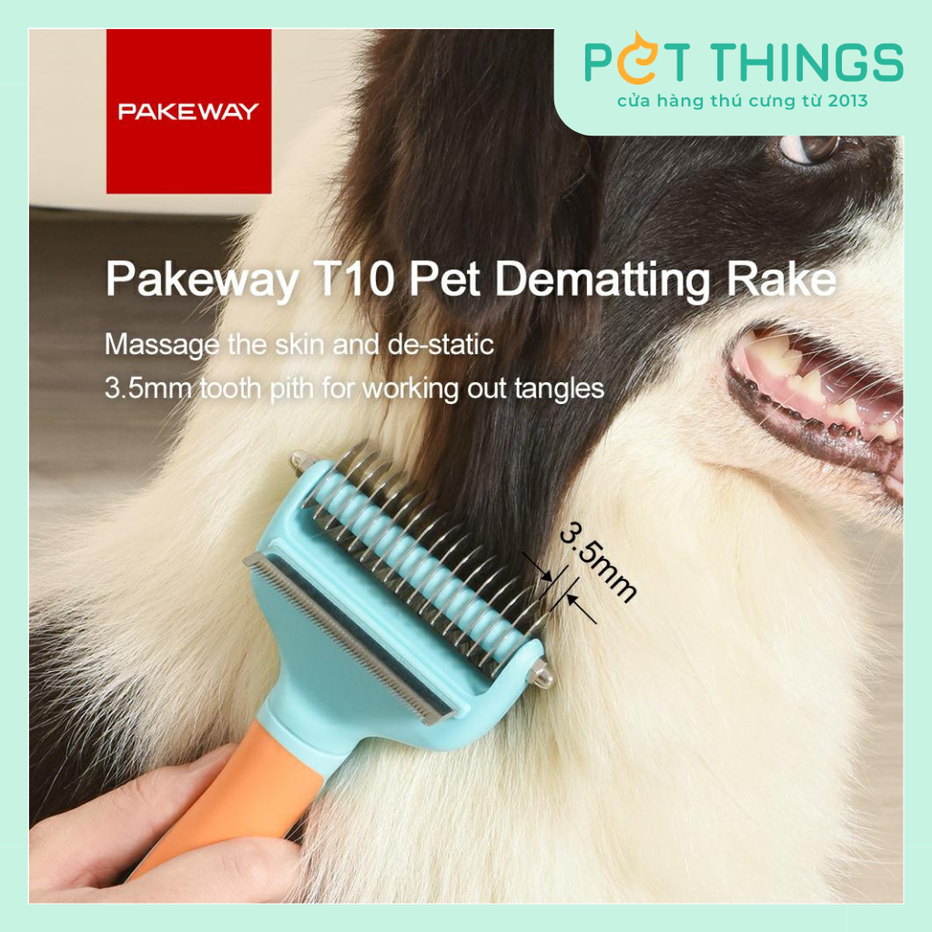 Lược chải gỡ rối lông chó mèo Pakeway Dematting Rake T10