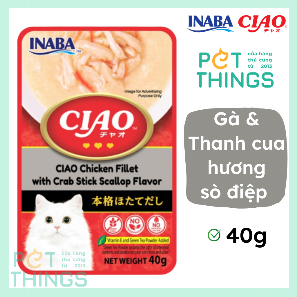 Pate mèo / Thức ăn ướt CIAO IC-209 Súp Gà & Thanh cua hương sò điệp 40g