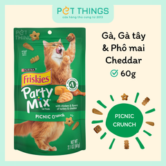 Bánh Thưởng Cho Mèo Purina Mỹ Friskies Party Mix Picnic viên giòn: Gà, Gà Tây & Phô mai