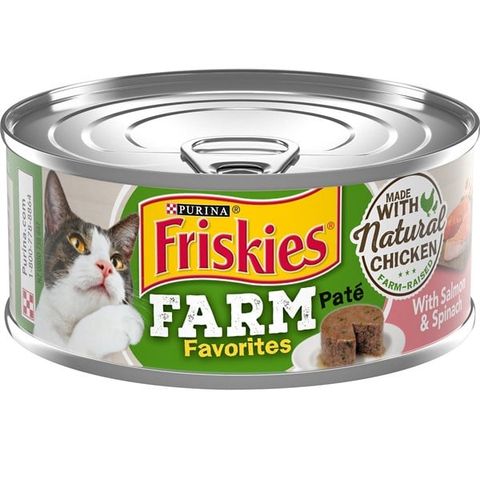Pate mèo Friskies USA Farm Favorites Pate Salmon & Spinach 156g