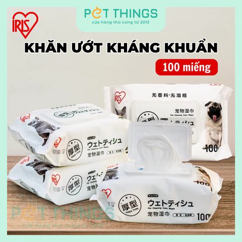 Khăn Ướt Cho Thú Cưng Chó Mèo IRIS gói 100 Miếng
