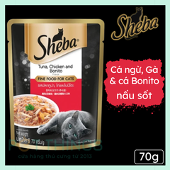 Pate mèo Sheba Tuna, Chicken & Bonito 70g