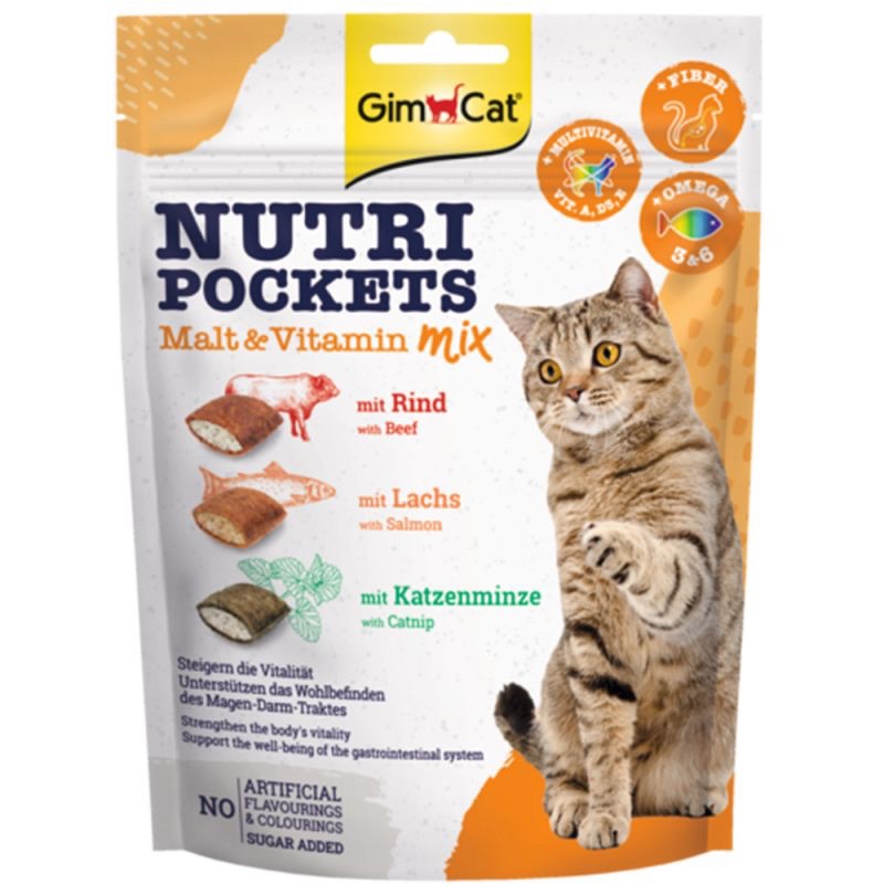 Bánh thưởng mèo Gimcat Nutri Pocket Malt & Vitamin Mix 150g