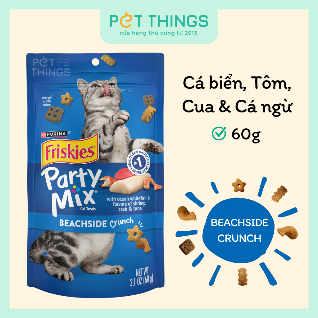 Bánh Thưởng Cho Mèo Friskies Party Mix Beachside Crunch 170g, Mỹ