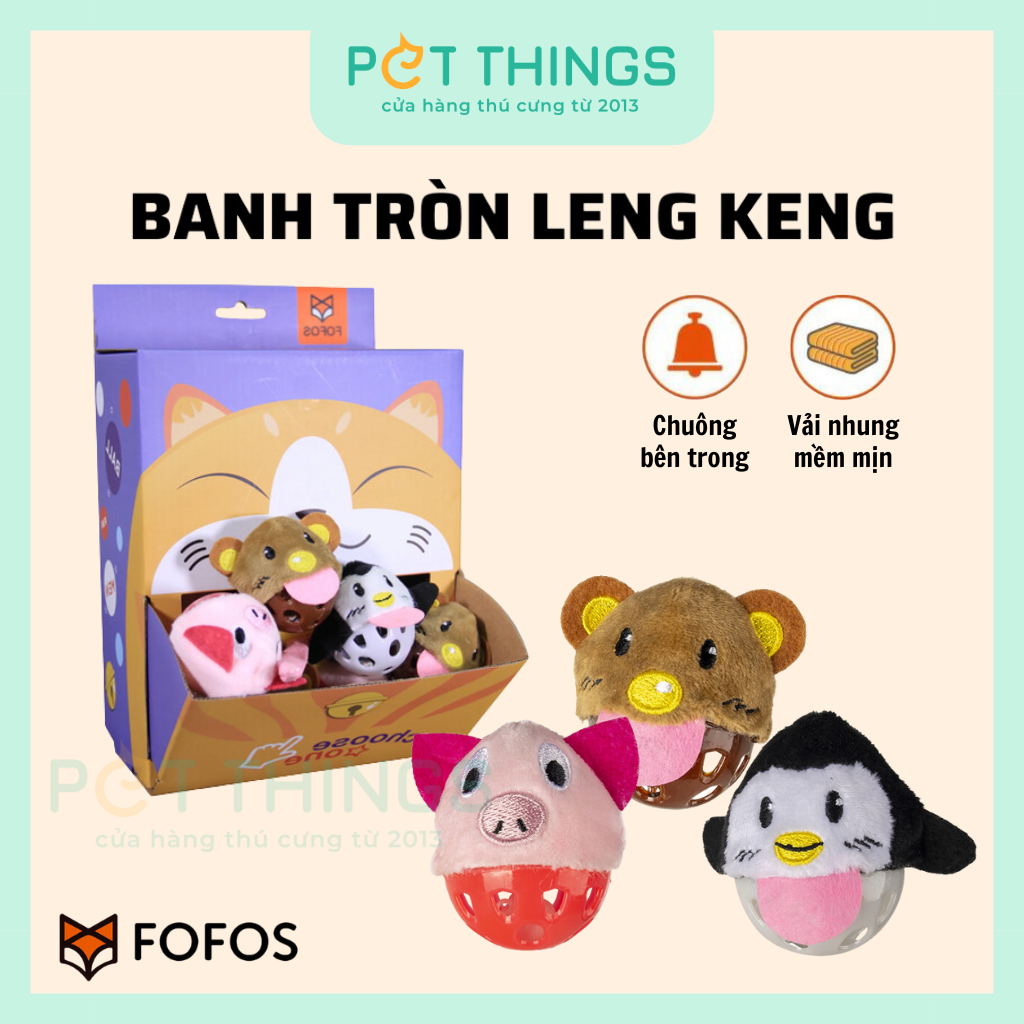 FOFOS Toy Box Cat Bell Balls - Banh Tròn Hình Thú Có Chuông Cho Mèo (1 trái)