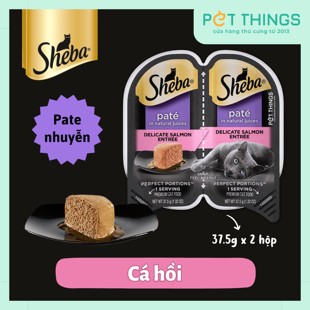 Pate Mèo Sheba Perfect Portions Paté Salmon 37.5gx2