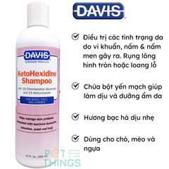 Sữa tắm trị nấm viêm da cho chó mèo DAVIS Ketohexidine chai 355ml