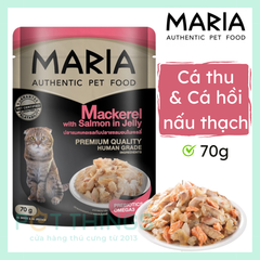 Thức ăn ướt / Pate mèo Maria Cat 6C Mackerel with Salmon in Jelly 70g