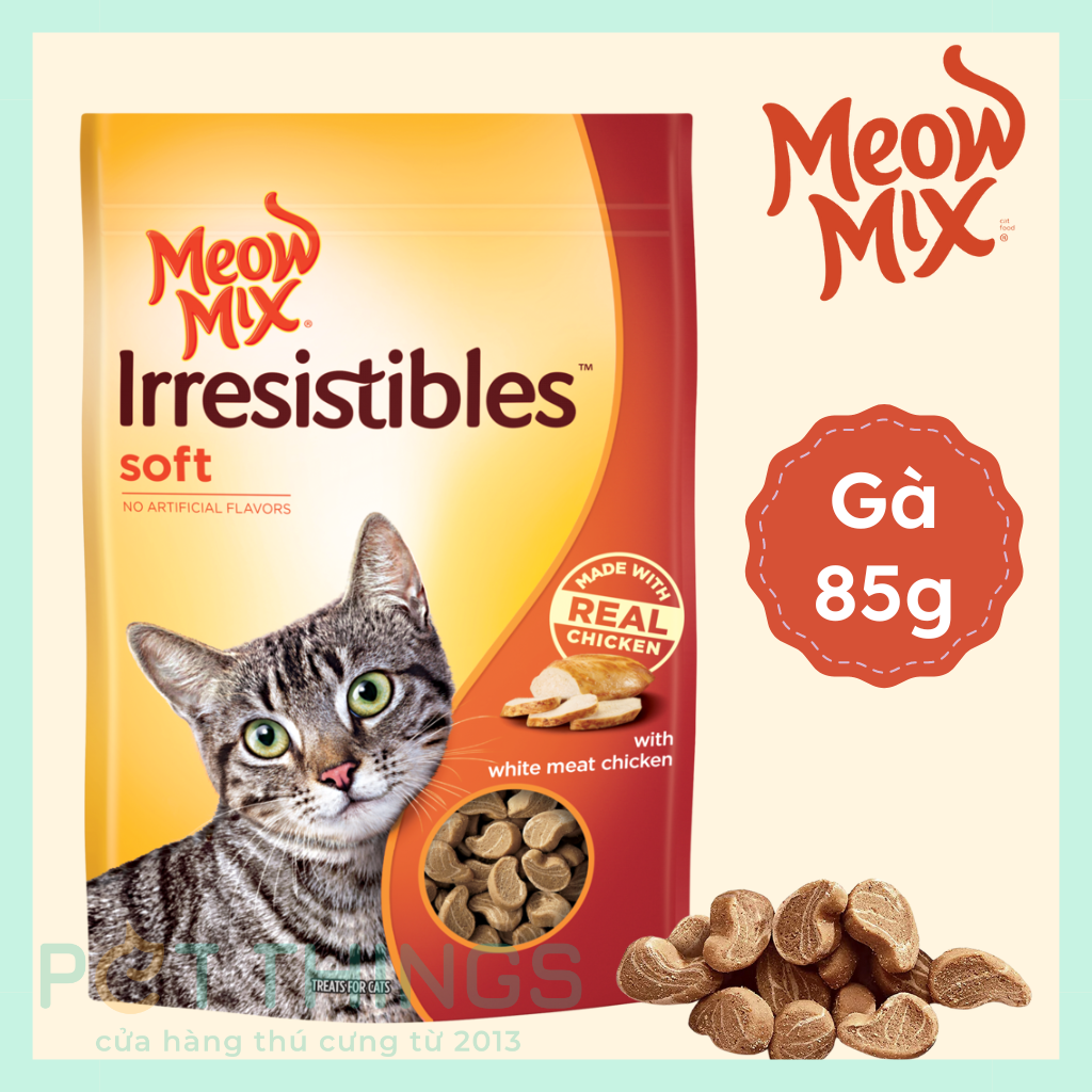 Bánh thưởng mềm cho Mèo Meow Mix Irresistibles Soft Chicken 85g