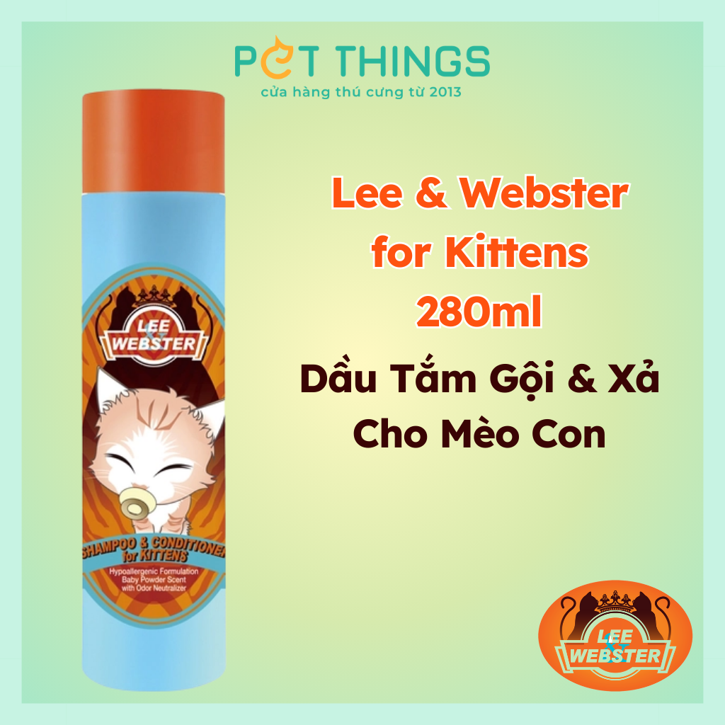 Lee & Webster Dầu Tắm Gội & Xả Cho Mèo Lông Con 280ml