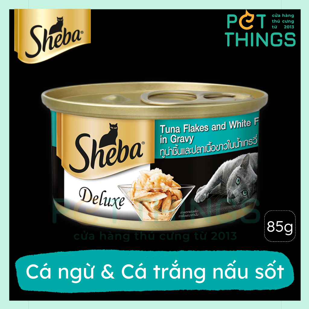 Pate lon cho mèo Sheba Deluxe Tuna & Whitefish in gravy 85g