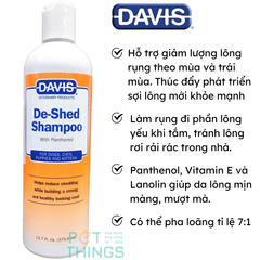 Sữa tắm trị rụng lông DAVIS De-Shed 355ml cho Chó