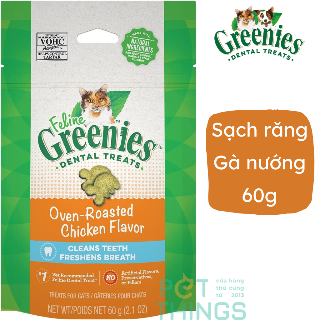 Feline Greenies Dental Oven Roasted Chicken bánh thưởng sạch răng mèo vị Gà nướng