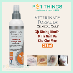Veterinary Formula Antiseptic & Antifungal xịt sát trùng & trị nấm viêm da chó mèo 236ml
