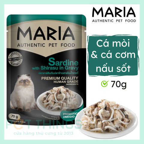 Thức ăn ướt / Pate mèo Maria Cat 7C Sardine with Shirasu in Gravy 70g