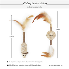 Đồ chơi cho mèo dây gai + thân gỗ
