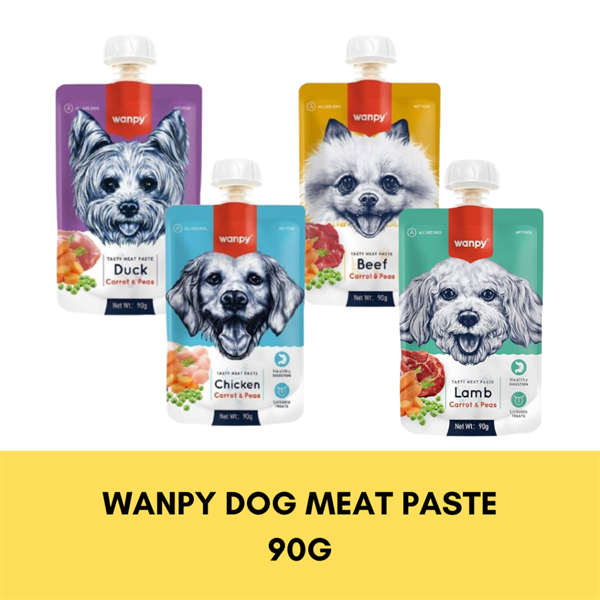 Wanpy Tasty Meat Paste For Dog - Súp thưởng nắp vặn hỗ trợ tiêu hóa cho chó 90g