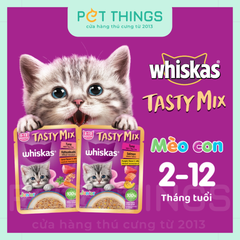 Pate gói thịt nấu nước sốt cho Mèo Con Whiskas Tasty Mix 70g