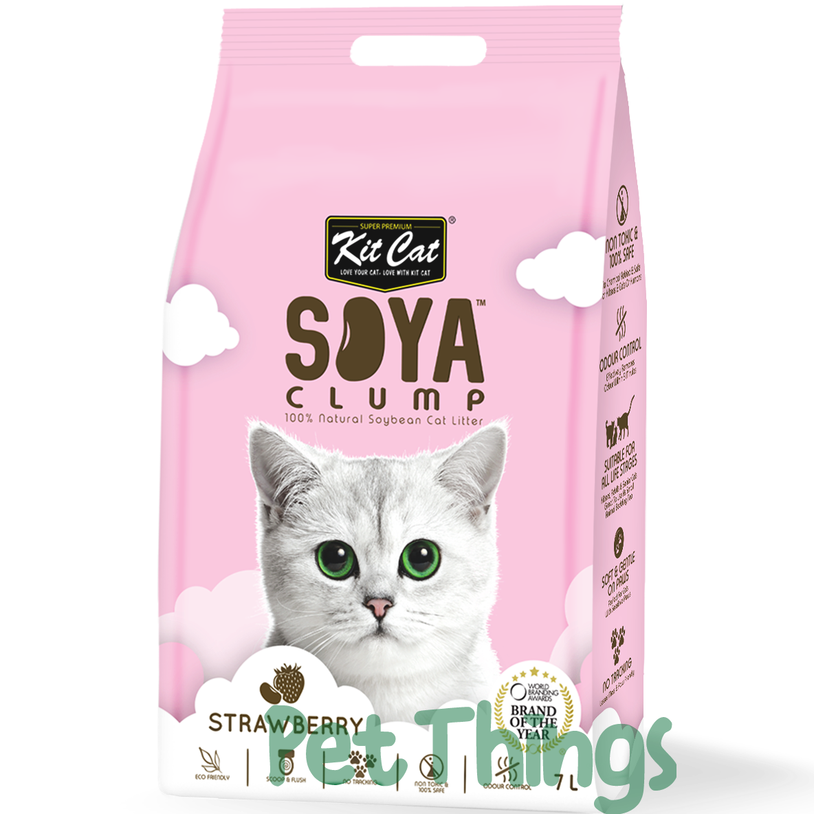 Cát đậu nành cho mèo Kit Cat SOYA Clump Strawberry 7L