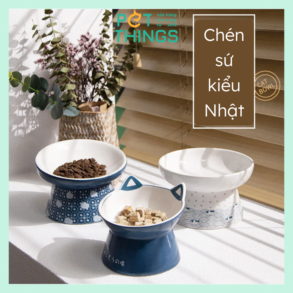 Chén Sứ chân cao Style Nhật Bản cho mèo