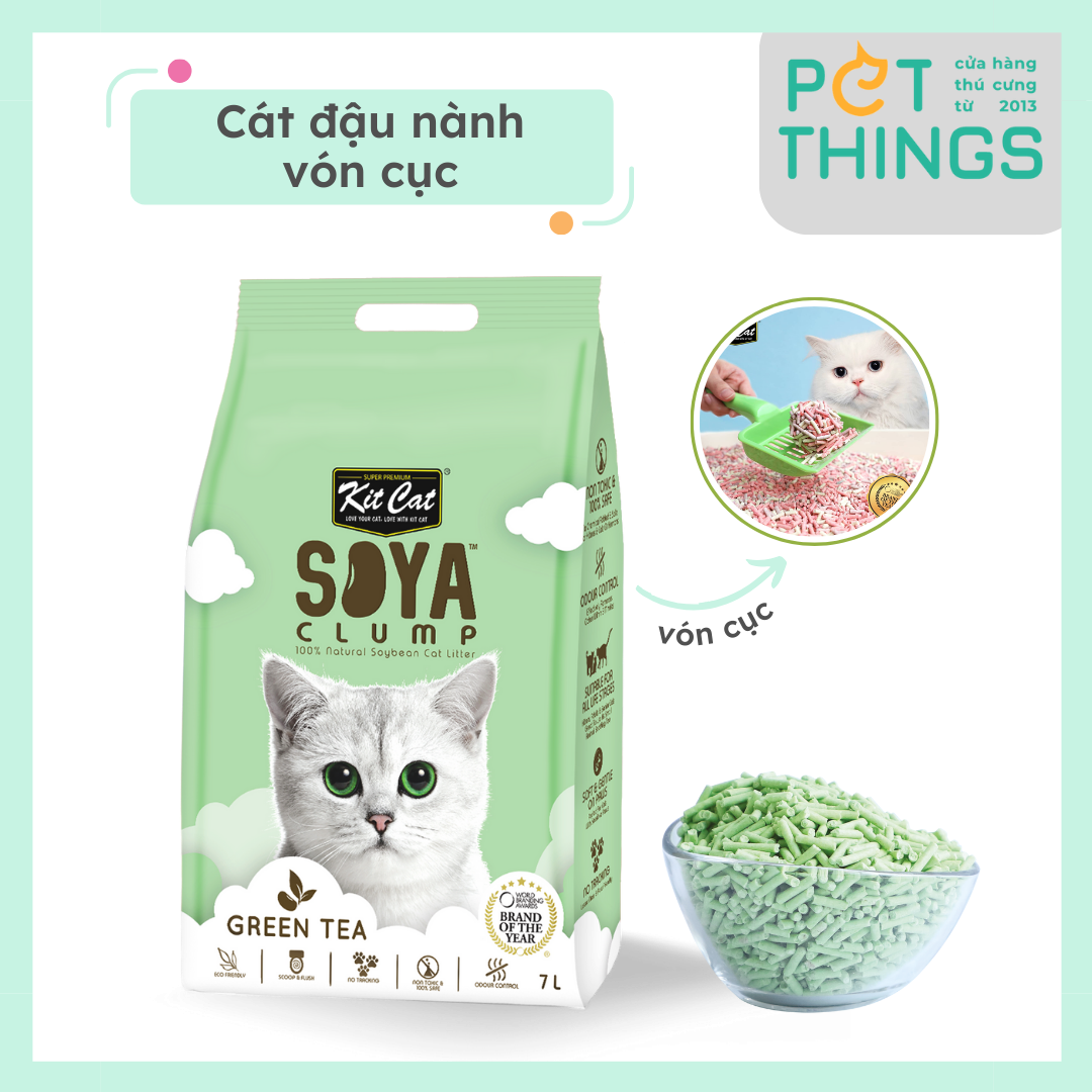 Cát đậu nành cho mèo Kit Cat SOYA clump Green Tea 7L