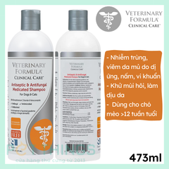 Sữa tắm trị nấm viên da cho chó & mèo Veterinary Formula Antiseptic & Antifungal Shampoo 473ml