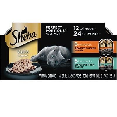 Pate mèo Sheba Perfect Portions Multipack Cuts in Gravy Entrée 2.6oz, 12 twin-packs