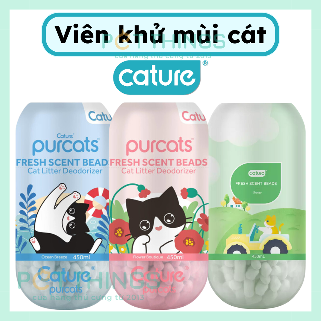 Viên khử mùi cát vệ sinh Cature 450ml (Hoa/Cỏ/Biển)