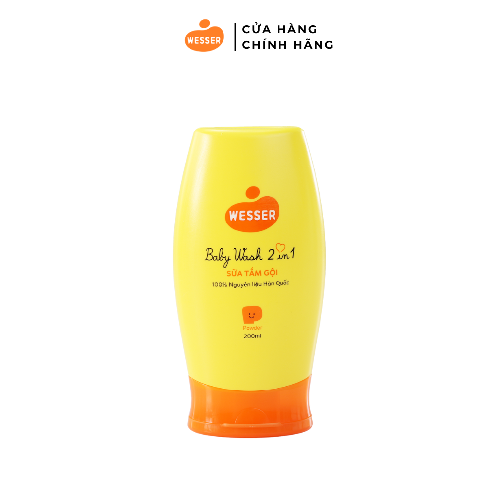 Sữa tắm gội Wesser 2 in 1 200ml ( Cam ) - Hương Phấn [ BAO BÌ MỚI ]