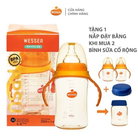 Bình sữa Wesser PPSU cổ rộng 260ml