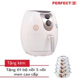  Nồi chiên không dầu perfect 4l GLA-609 + TẶNG KÈM  bộ nồi men 5 món 