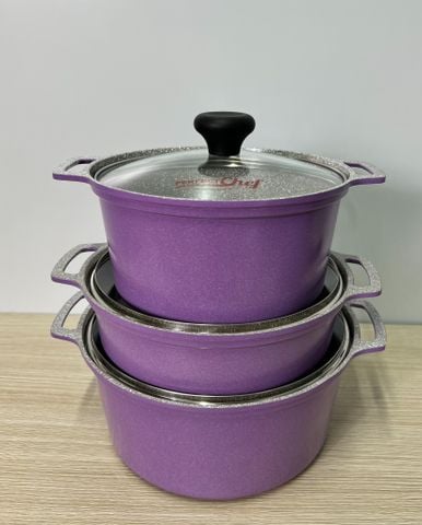  COMBO BỘ 3 NỒI 1 CHẢO ĐÁ CHỐNG DÍNH PERFECT CHEF 