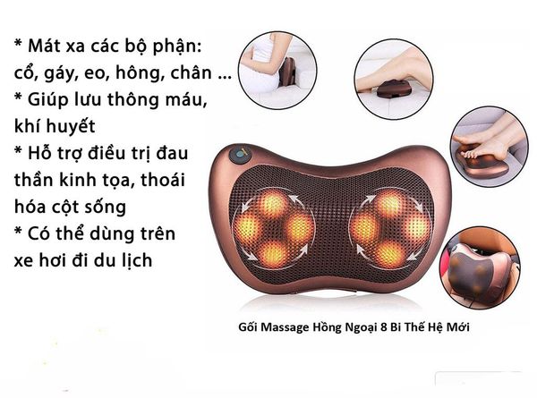 Gối Massage Hồng Ngoại Đa Năng perfect  Tự Động Đảo Chiều, 8 bi
