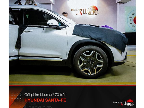 Dán phim cách nhiệt LLumar 70 cho Hyundai Santafe tại Hà Nội