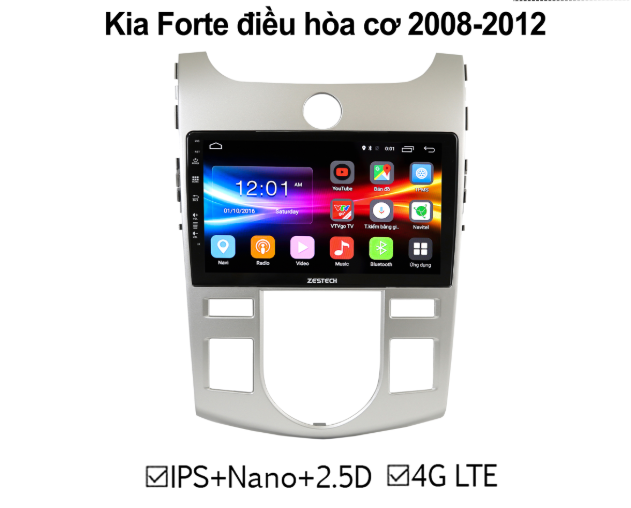 Màn hình DVD Kia Forte Điều Hòa Cơ ZESTECH 4G