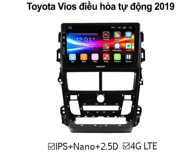 Màn hình DVD Vios điều hòa tự động 2019 ZESTECH 4G