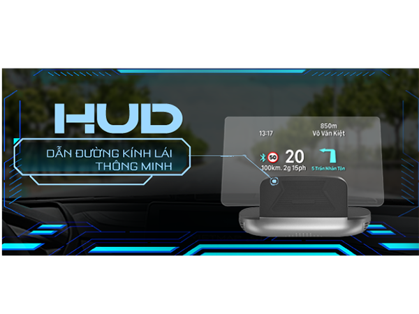 HUD VIETMAP H1AS dẫn đường, hiển thị tốc độ trên kính lái, áp suất lốp