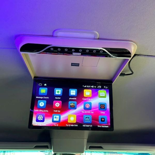 Màn hình ốp trần cao cấp xe ô tô 16 chỗ Transit