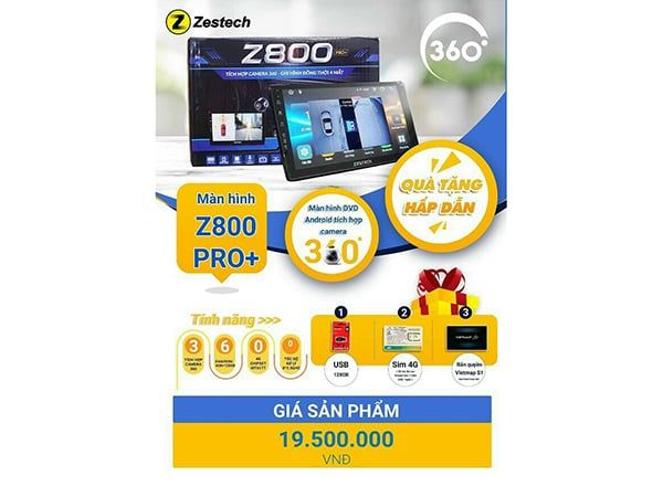 Màn hình DVD Zestech Z800 Pro+ liền Camera 360 độ