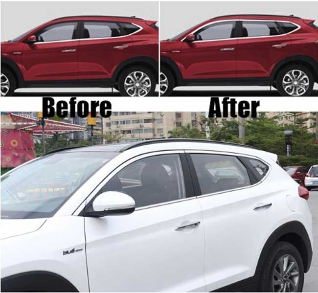 Nẹp viền xi mạ khung kính trên cho xe Hyundai Tucson