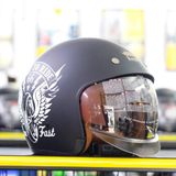 Nón 3/4 ROYAL M139 Kính Âm - Đen Nhám Tem Trắng