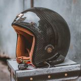 Mũ 3/4 Bulldog Heli Carbon - Carbon Đen Bóng